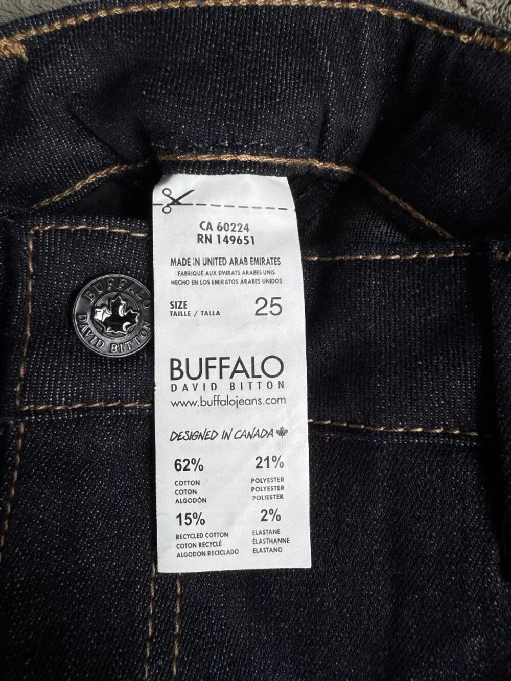 Buffalo David Bitton Carpenter Dark Wash Jeans Sz 25 Utility Straight Leg Y2K De - Picture 8 of 8